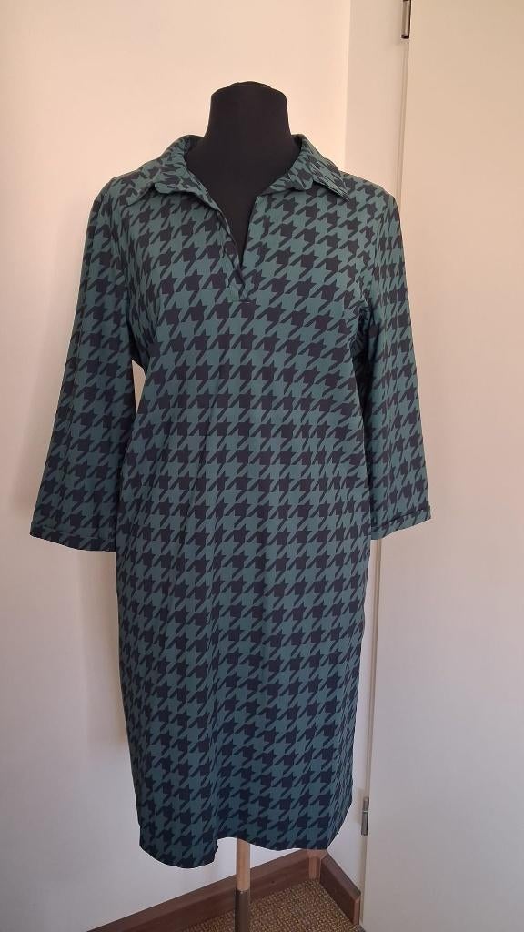 Cadadía jurk travelstof donkerblauw/groen XL pepita zgan, Cadadía, Maat 46/48 (XL) of groter, Ophalen of Verzenden, Zo goed als nieuw