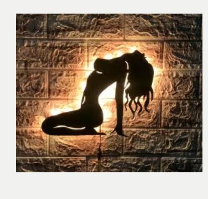 LED wandlamp meerkleurig op USB - Vrouw Silhouet, Ophalen of Verzenden, Nieuw