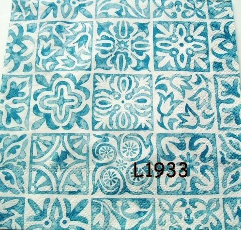 Servetten decoupage/bullet journal - Blauw wit L1933, Verzenden, Nieuw