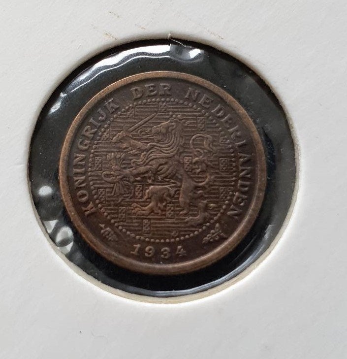 0.5 Cent 1934 wilhelmina verzenden en risico koper, Verzenden, Koningin Wilhelmina, Overige waardes, Losse munt