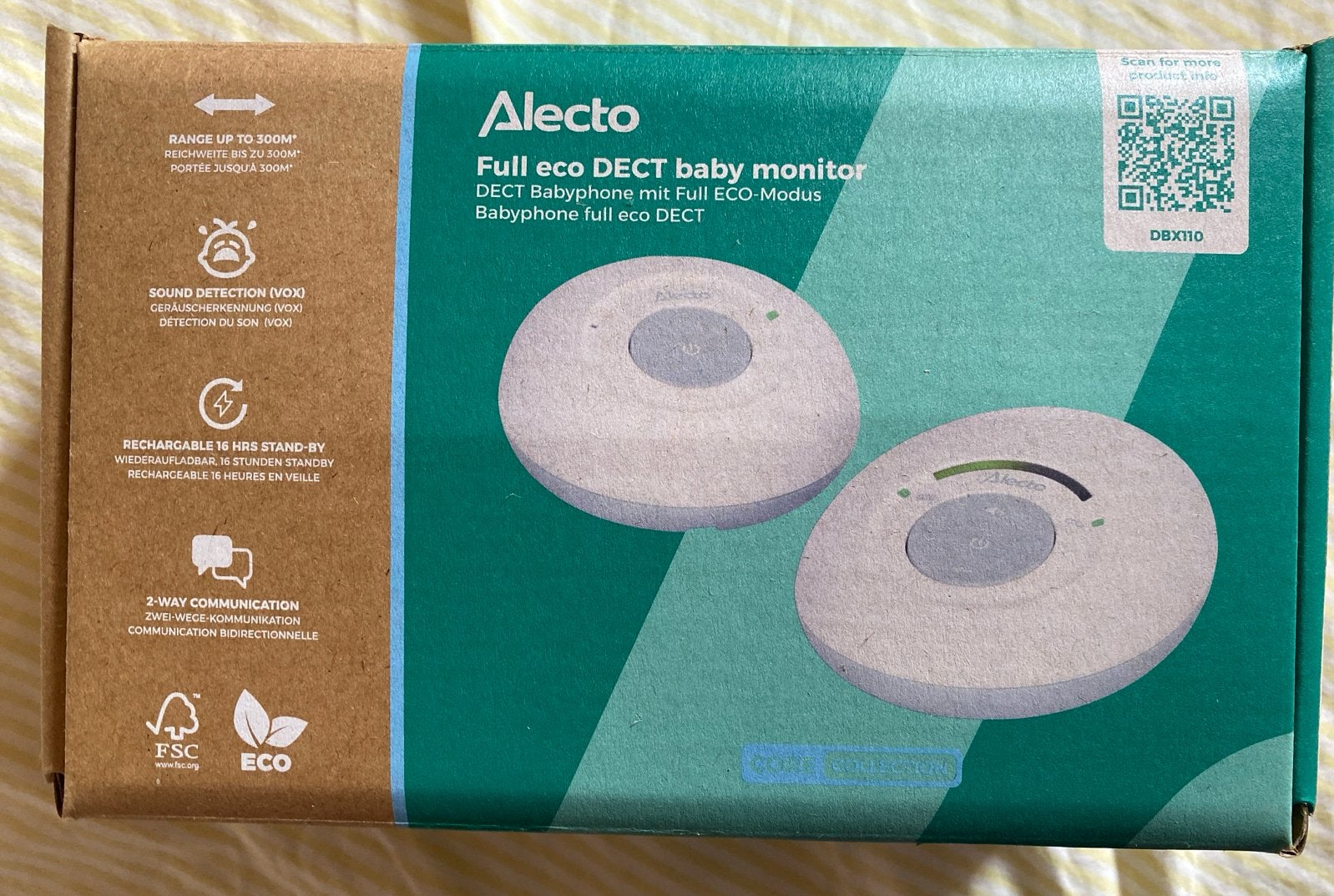 Alecto Babyfoon Full Eco DECT DBX-10, Ophalen of Verzenden, Zo goed als nieuw, 250 meter of meer, Digitaal