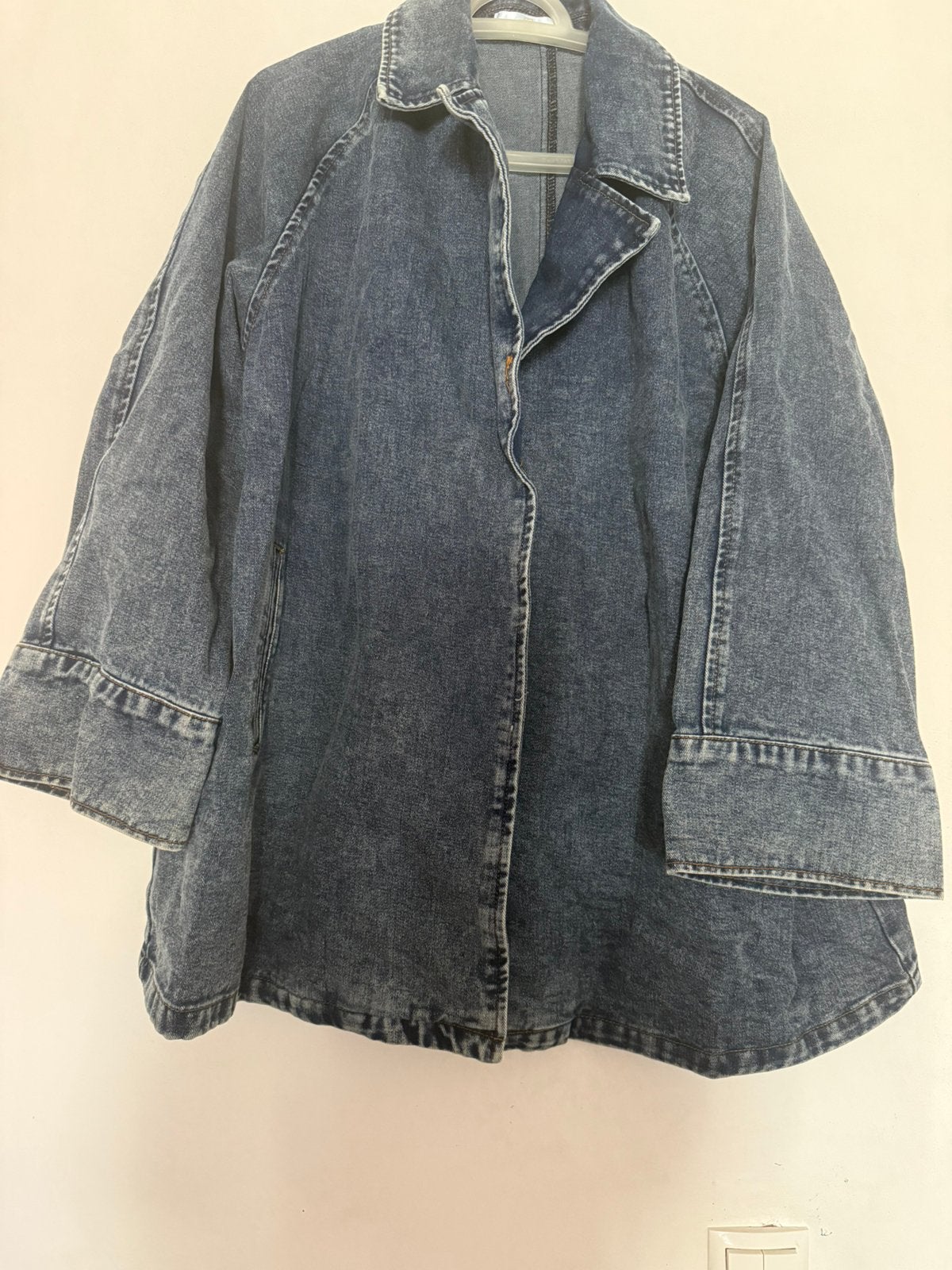Oversized denim jas donkerblauw maat M/L, Ophalen of Verzenden, Zo goed als nieuw, Maat 38/40 (M), Blauw