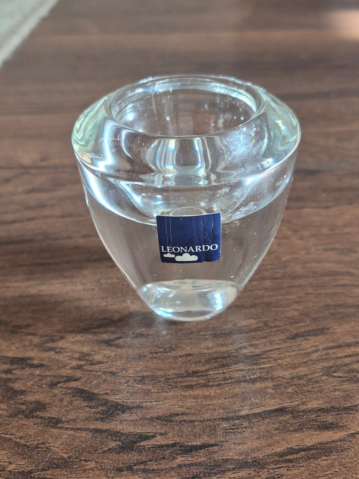 Leonardo waxinelichthouder van glas 2 kanten bruikbaar, Gebruikt, Overige merken, Waxinelichthouder, Ophalen of Verzenden
