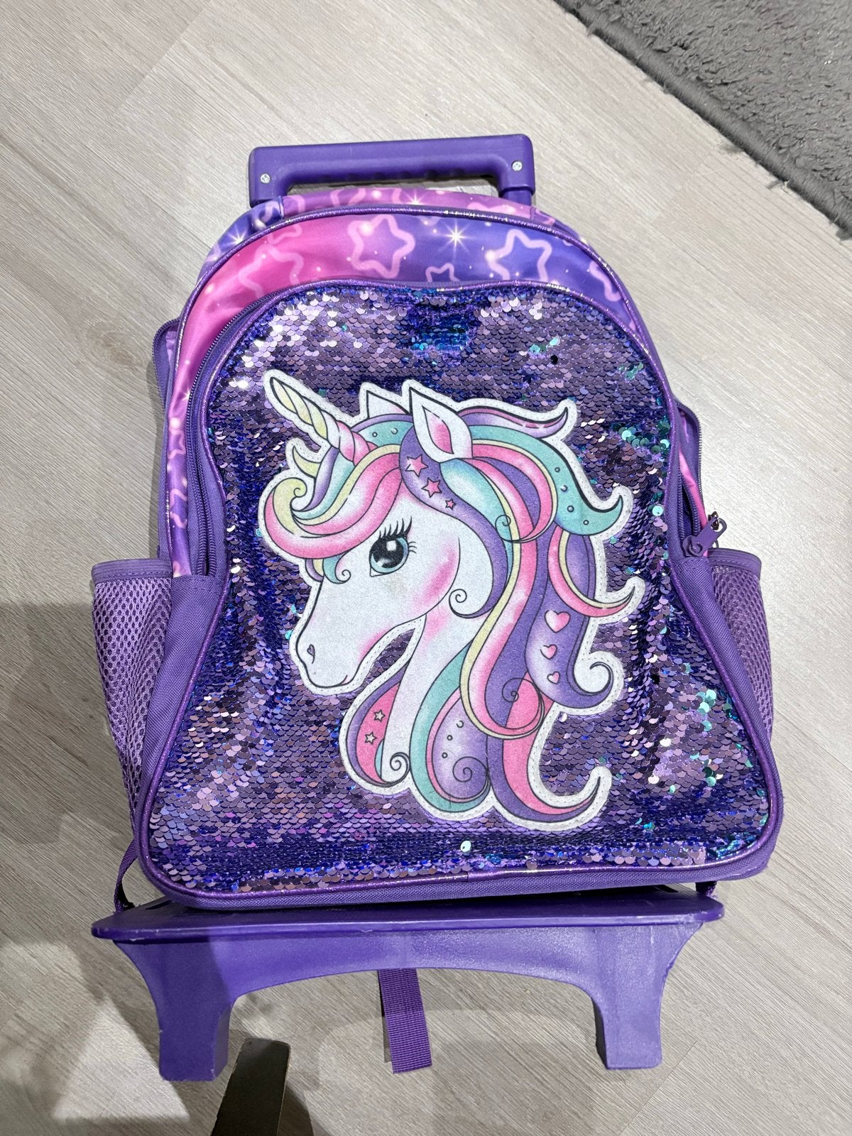 Glittertrolley met eenhoorn - ook als rugzak te gebruiken, Ophalen of Verzenden, Gebruikt