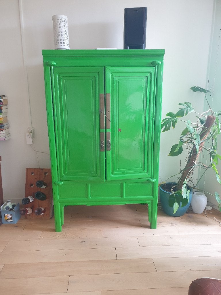 Groene kast, Huis en Inrichting, Kasten | Kledingkasten, Ophalen, Gebruikt, 100 tot 150 cm, Vintage