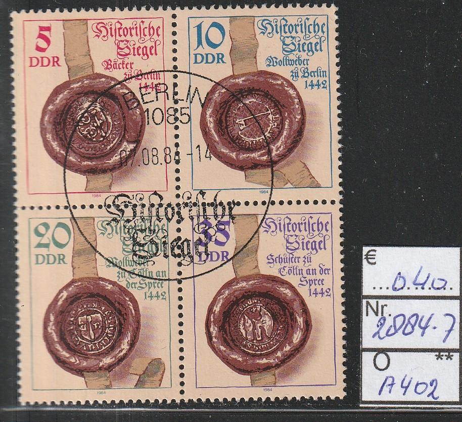 DDR Lakzegels Michel 2884-7 Nr.A402g, Verzenden, DDR, Gestempeld
