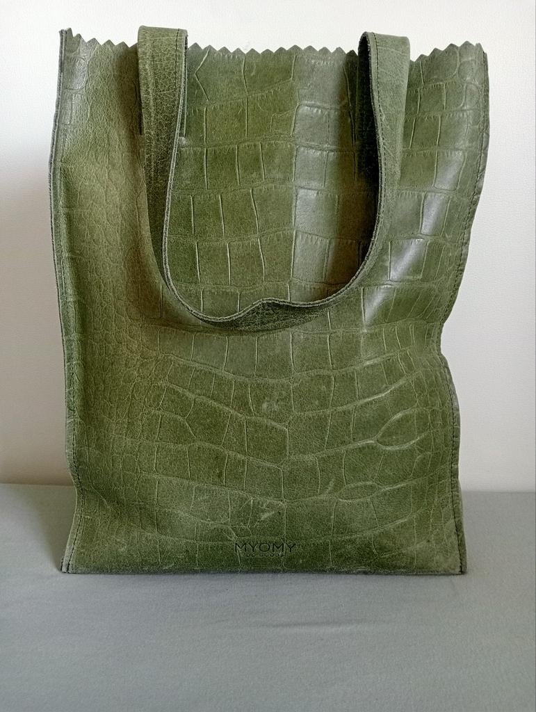 MYOMY Paper Bag Krokodillenleerprint Groen, Ophalen of Verzenden, Gebruikt, Groen, Shopper