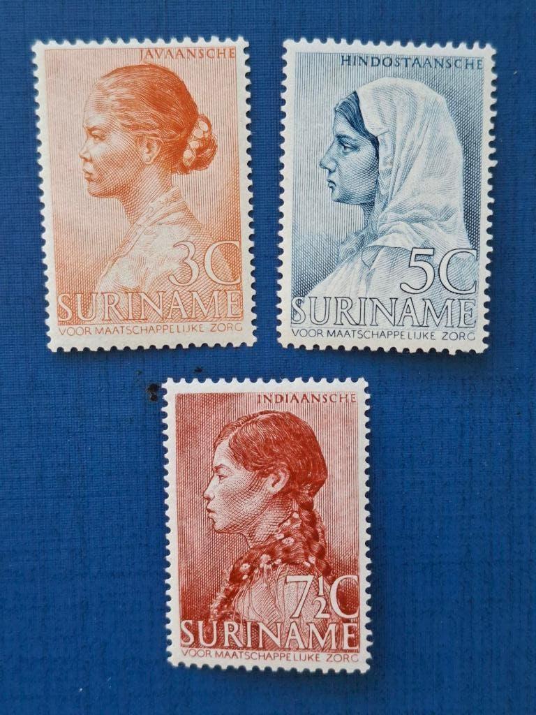 Postzegel Suriname 1940 3 ongestempelde Weldadigheidzegels, Ophalen of Verzenden, Postfris