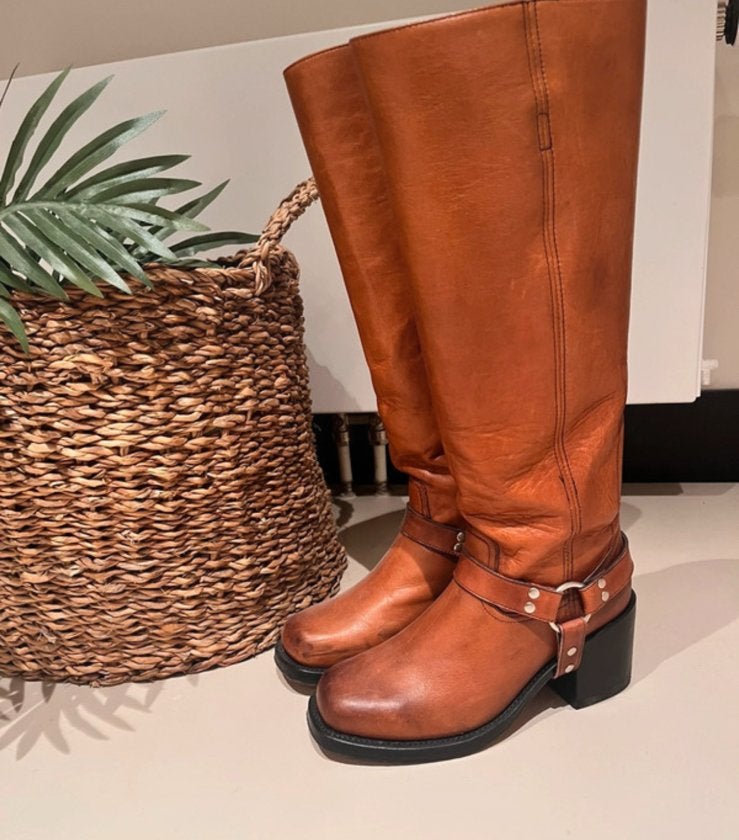 Paul warmer iconic biker boots laarzen cognac bruin, Kleding | Dames, Schoenen, Ophalen of Verzenden, Zo goed als nieuw, Zwart