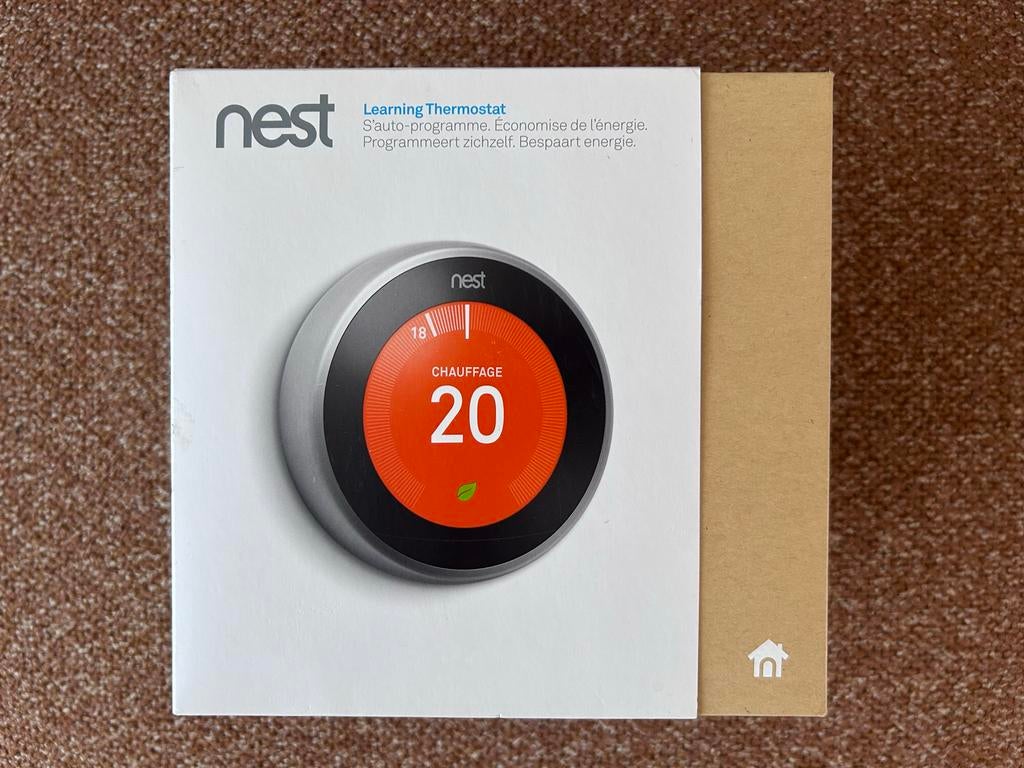 Complete Google Nest Learning Thermostat (3e generatie), Ophalen of Verzenden, Slimme thermostaat, Gebruikt