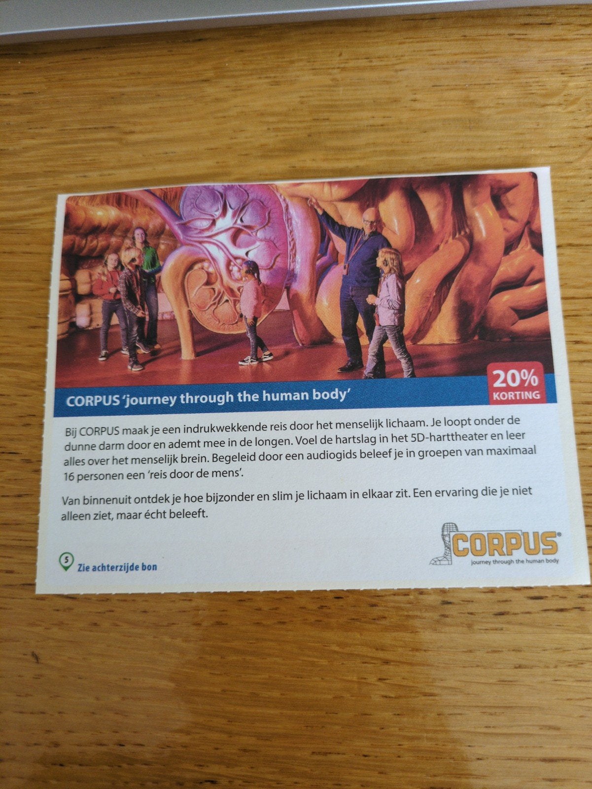 Kortingsbon voor Corpus, 20 % korting, Eén persoon, Kortingskaart
