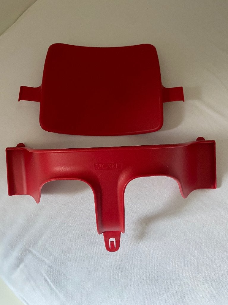 Stokke, trip trap baby set, rood., Kinderen en Baby's, Kinderstoelen, Ophalen of Verzenden, Zo goed als nieuw, Meegroeistoel, Stoelverkleiner
