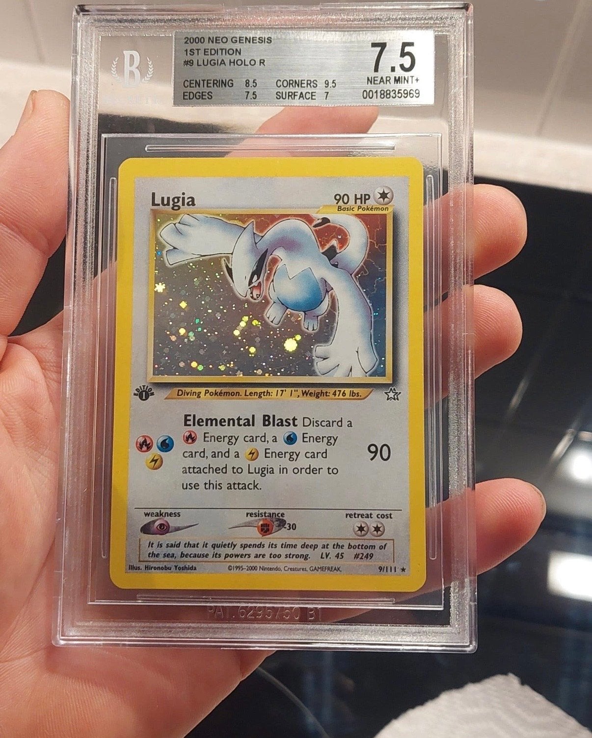 Lugia 1st Edition Neo Genesis Holo R 7.5 BGS Graded, Verzenden, Zo goed als nieuw, Losse kaart, Foil