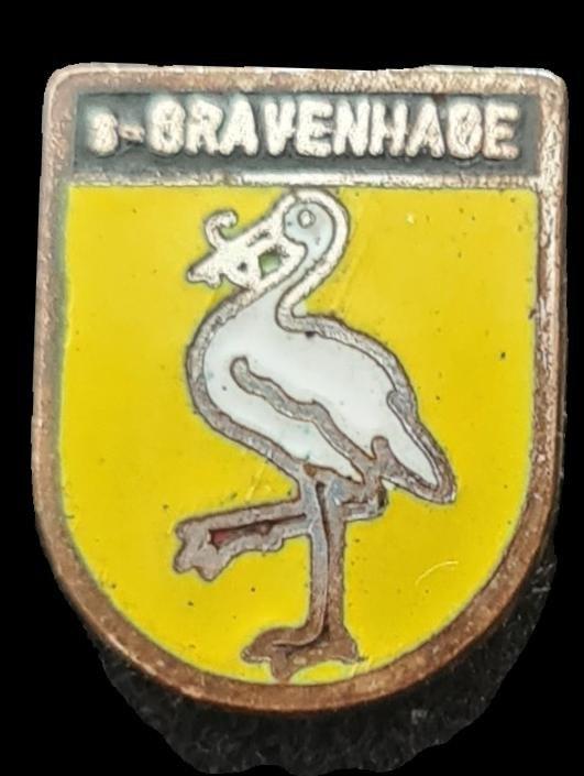 s Gravenhage stadswapen speld- geel emaille, Verzamelen, Speldjes, Pins en Buttons, Verzenden, Zo goed als nieuw, Transport, Speldje of Pin