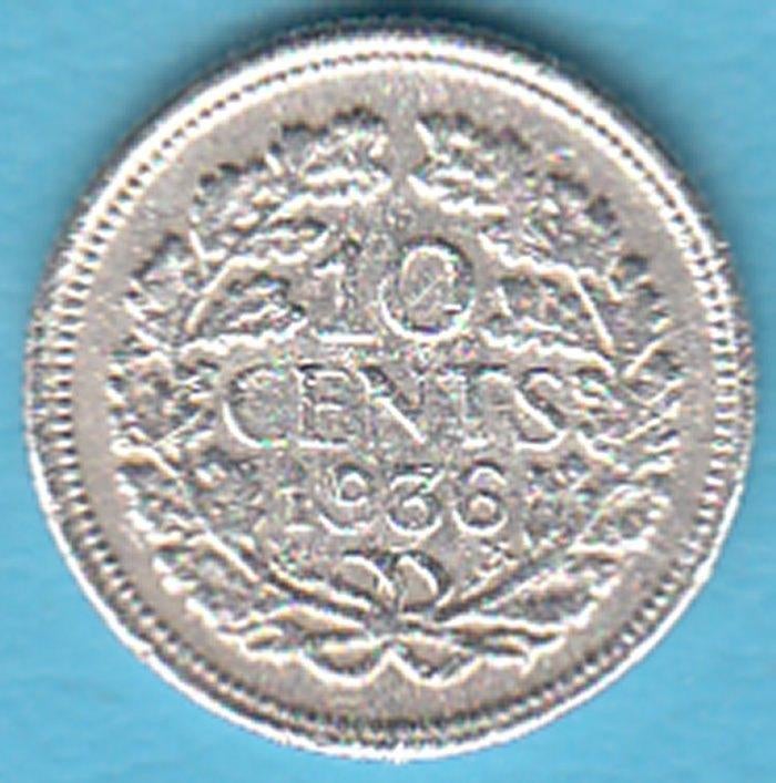 Nederland 10 cent 1936 Wilhelmina zilver, Sch. 907, Postzegels en Munten, Munten | Nederland, Zilver, Ophalen of Verzenden, 10 cent