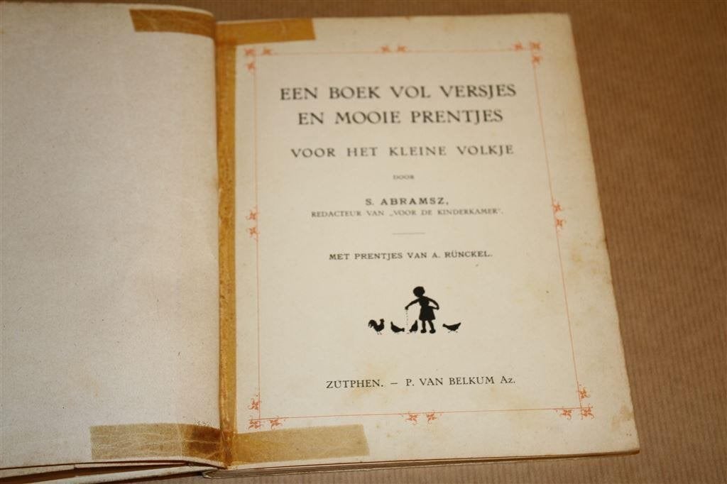 Een boek vol versjes en mooie prentjes. Abramsz. ca. 1915., Ophalen of Verzenden, Gelezen