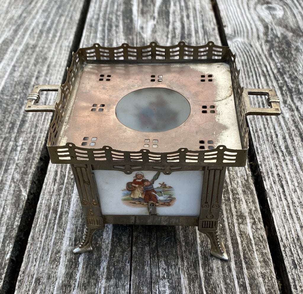 Leuk Antiek Theelicht - brocante landelijk vintage, Ophalen of Verzenden