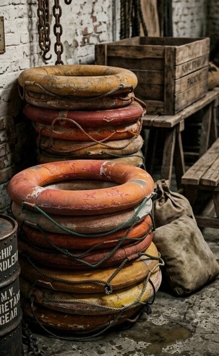 Oude reddingsboei - lifebuoy boot antiek vintage strand zee, Ophalen