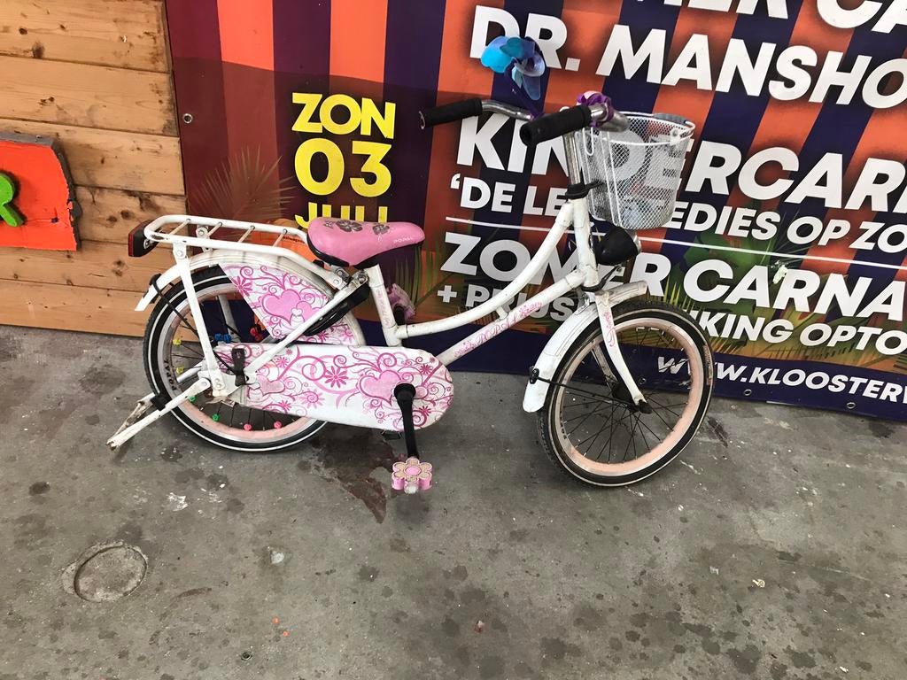 POPAL kinderfiets meisjes fiets roze wit, Fietsen en Brommers, Ophalen of Verzenden, Gebruikt, 14 inch of minder