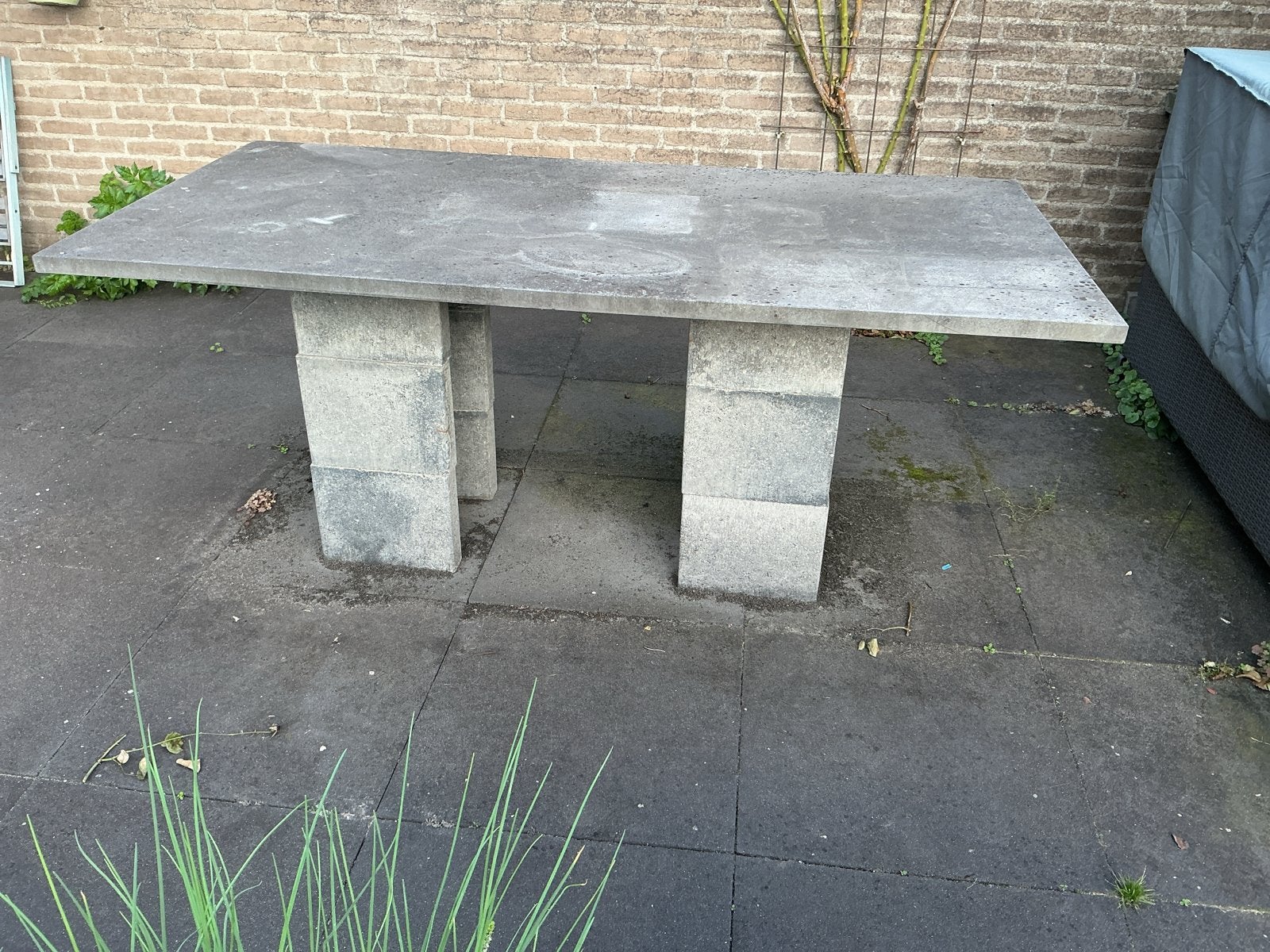 Hardstenen tuintafel 180x90x80 cm, Ophalen, Gebruikt, Rechthoekig, Overige materialen