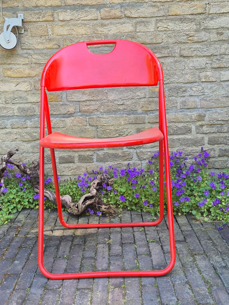 Vintage rode IKEA klapstoel Niels Gammelgaard Kinno, Huis en Inrichting, Stoelen, Ophalen, Gebruikt, Vintage tijdloos, Metaal