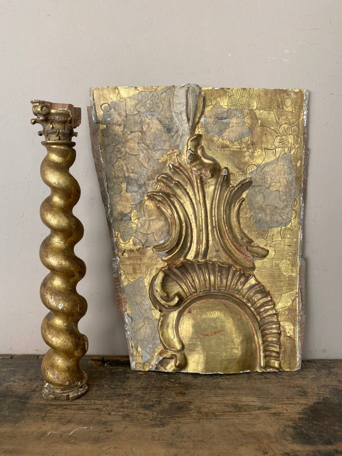 Prachtig antiek frans verguld hout paneel , ornament, Ophalen of Verzenden
