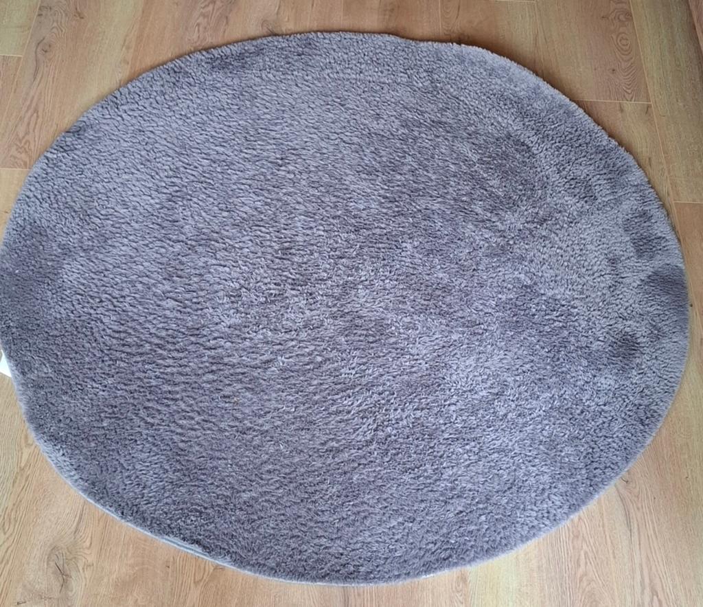 Mooi antraciet grijs rond vloerkleed 140 cm, Ophalen, Rond, Zo goed als nieuw, Grijs