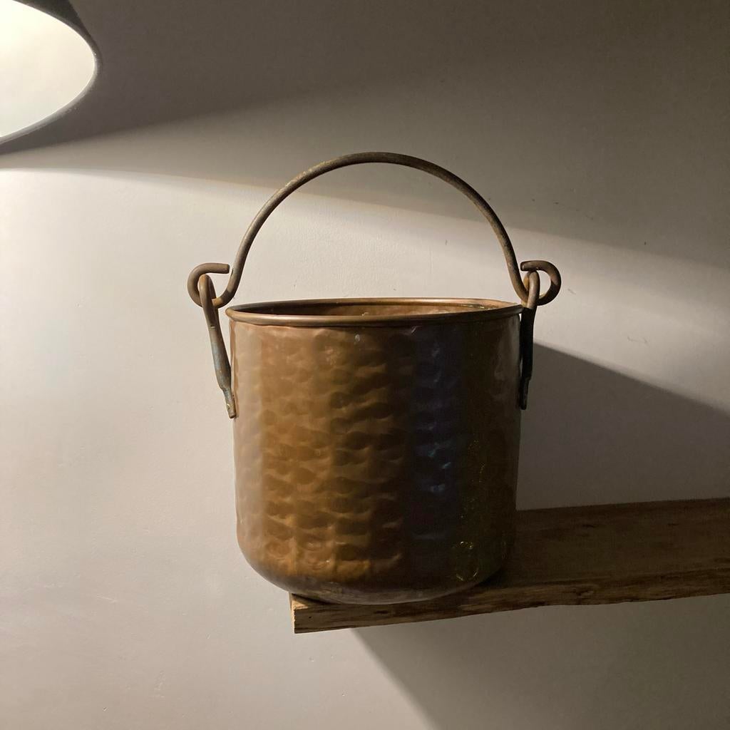 Authentieke grote koperen emmer of kookpot, Ophalen of Verzenden