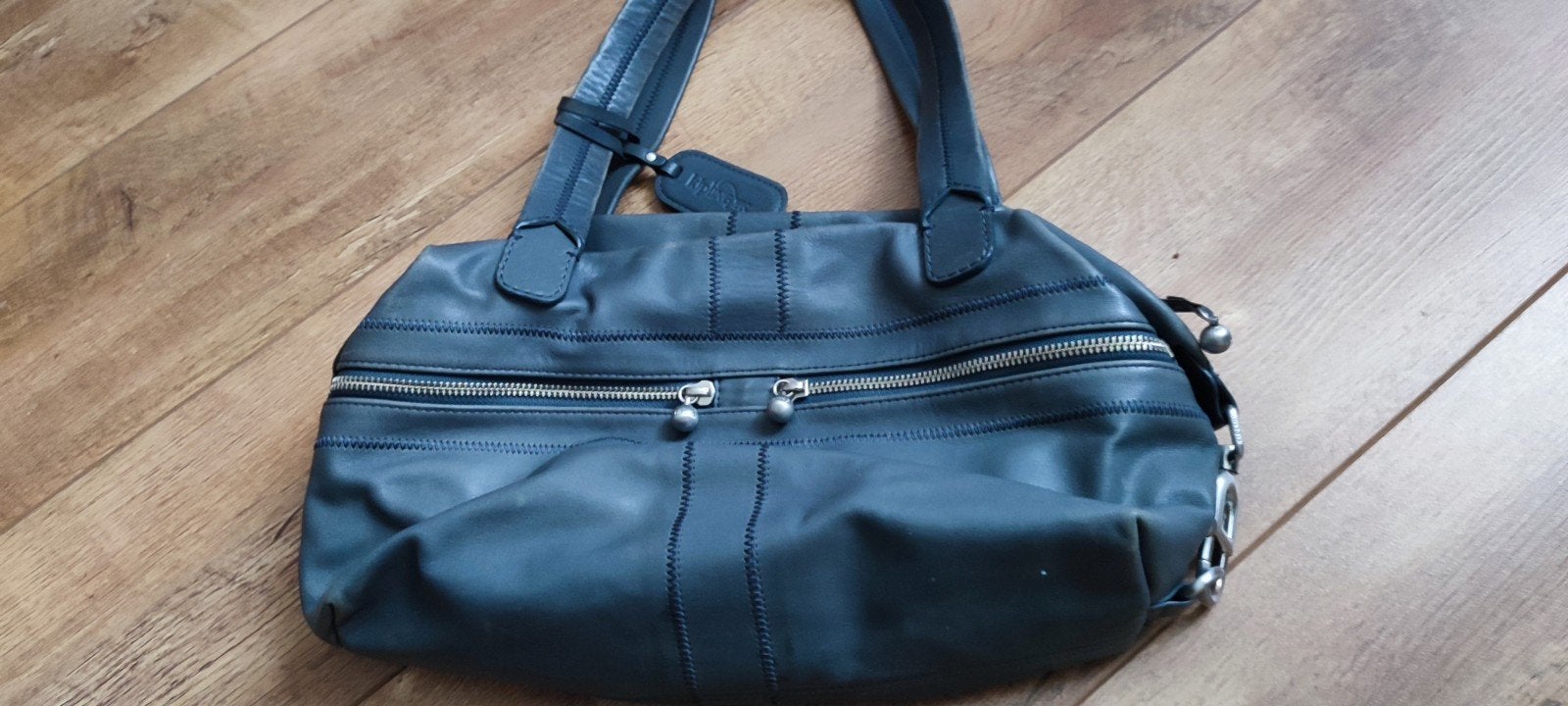 Kipling handbag handtas Maggie Grijs grey leer leren Tote, Ophalen of Verzenden, Gebruikt, Grijs, Handtas