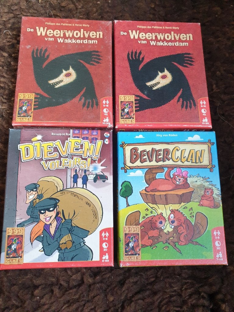 Kaartspellen bundel: Weerwolven, Dieven, Beverclan, Vijf spelers of meer, Ophalen of Verzenden, Zo goed als nieuw, 999 games
