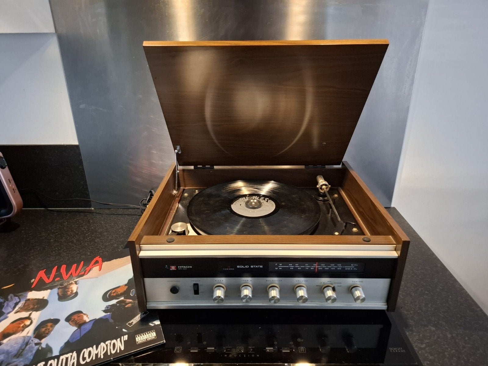 JAREN 70 HITACHI SOLID STATE DPK-303 PLATENSPELER AMP RADIO, Overige merken, Refurbished, Pitch-regelaar, Ophalen of Verzenden