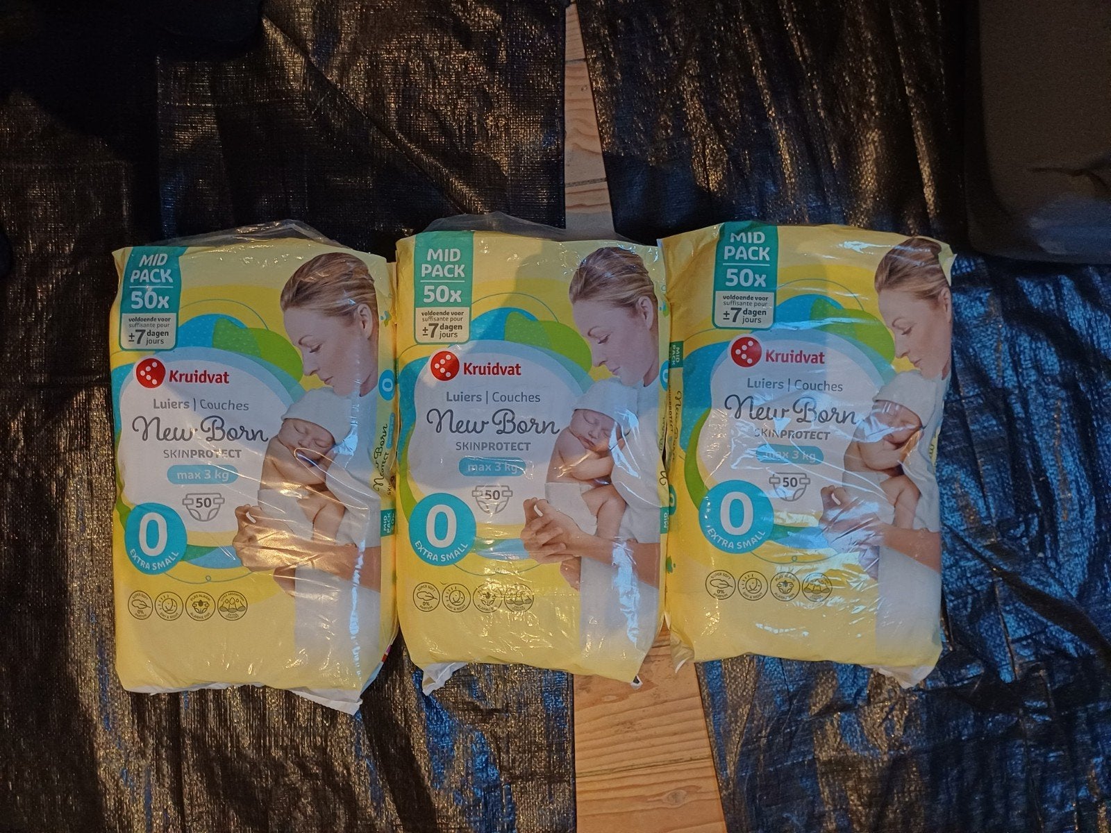 3x Kruidvat New Born Luiers Maat 0 (Extra Small), Ophalen, Nieuw