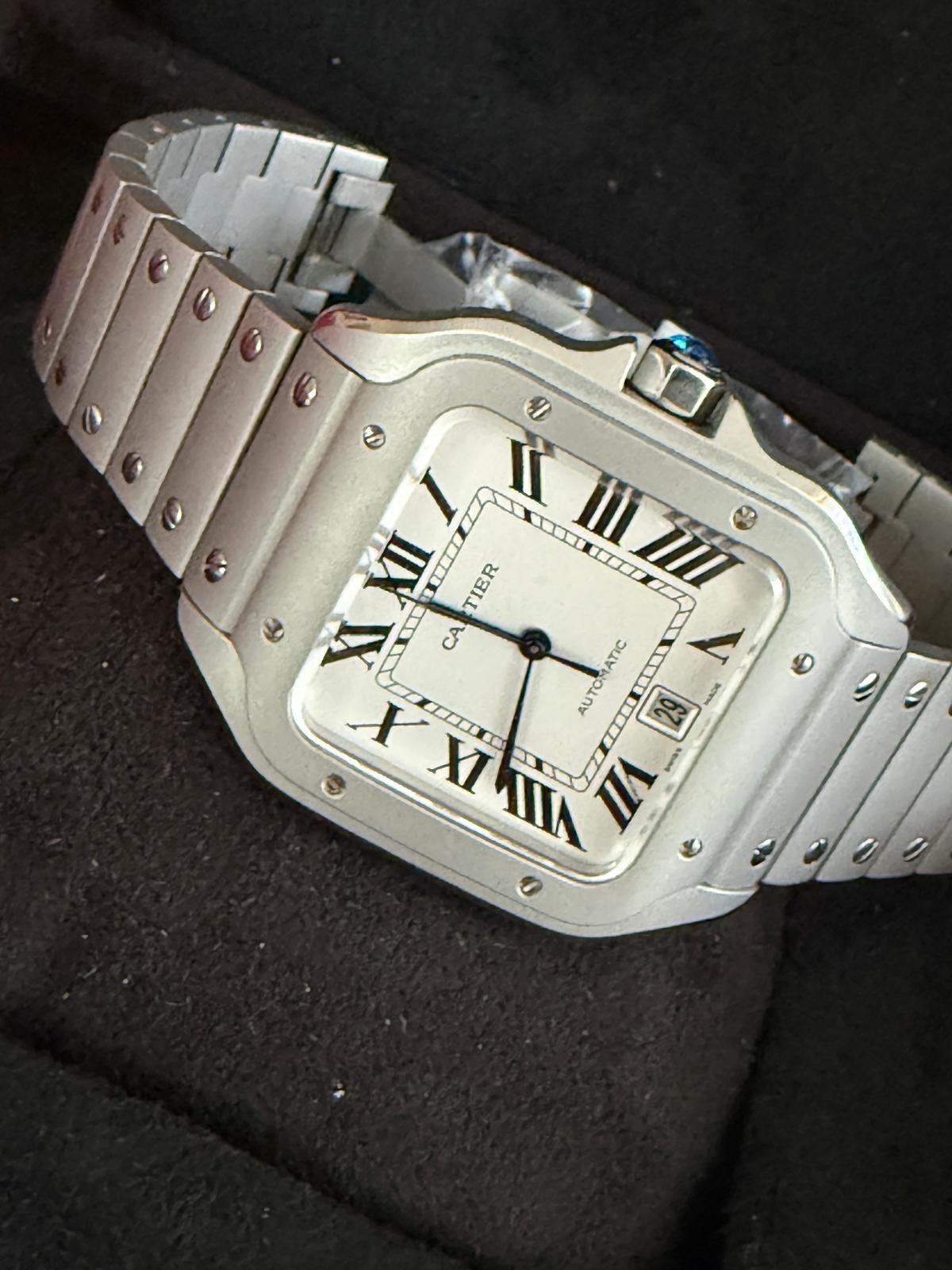 Cartier Santos titanium.          (hommage), Ophalen of Verzenden, Zo goed als nieuw, Staal, Overige merken