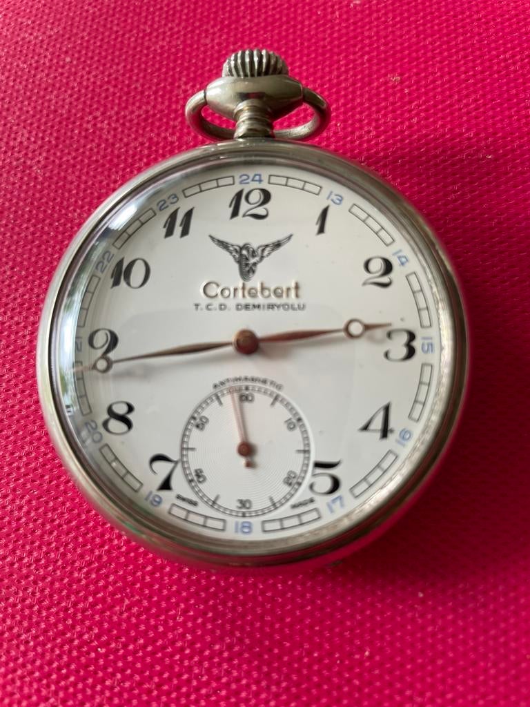 Zakhorloge gemerkt Cortebert, Sieraden, Tassen en Uiterlijk, Horloges | Antiek, Ophalen of Verzenden, Staal, Overige merken
