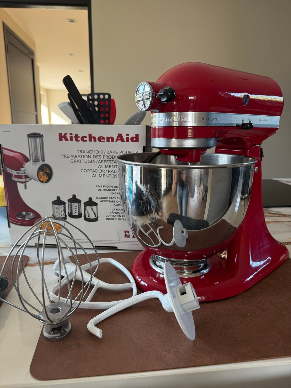 NIEUW KitchenAid Keukenmachine Rood met accessoires, Witgoed en Apparatuur, Keukenmixers, 4 liter of meer, Ophalen, Nieuw, 3 snelheden of meer