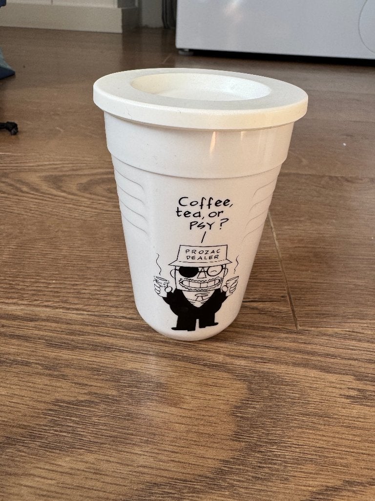 Sigmund koffiebeker met deksel Coffee, Tea, or Psy?, Overige typen, Kunststof, Ophalen of Verzenden, Zo goed als nieuw