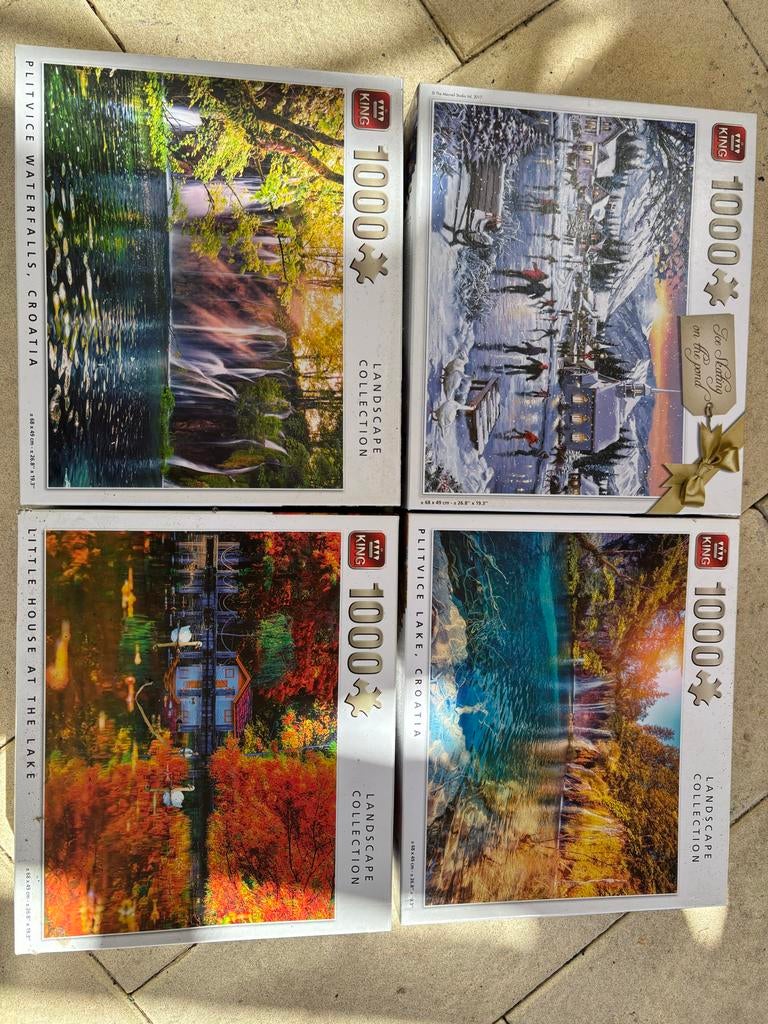 4x King Legpuzzels 1000 Stukjes - Landschap Collectie, Ophalen of Verzenden, 500 t/m 1500 stukjes, Zo goed als nieuw, Legpuzzel