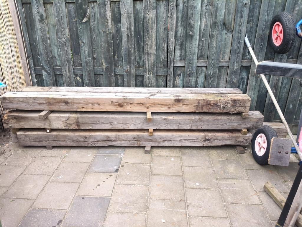 Dikke balken 15x15 cm - 5x 2.5m en 1x 3m, Doe-het-zelf en Verbouw, Hout en Planken, Ophalen, Gebruikt, 250 tot 300 cm, 50 mm of meer
