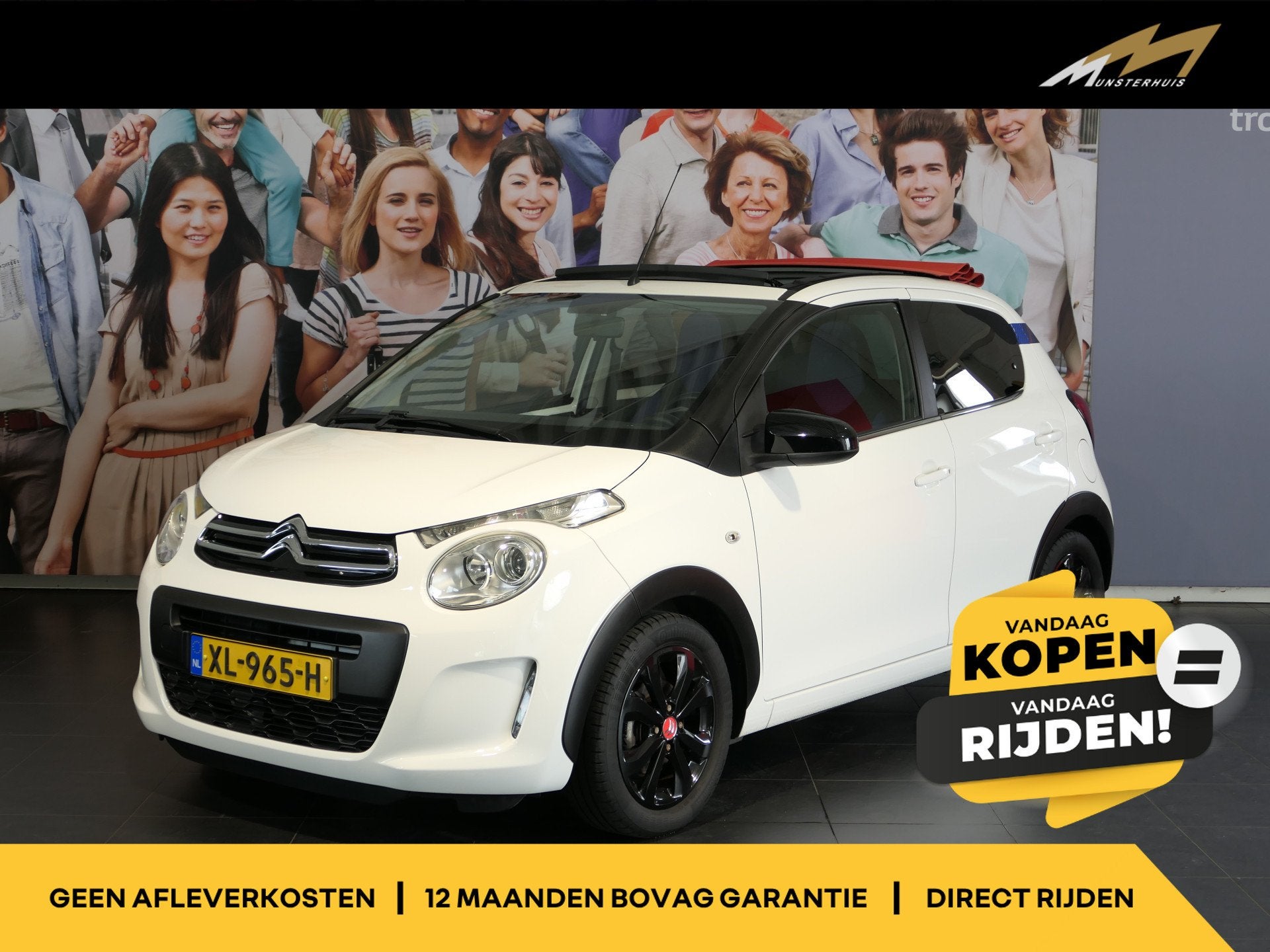 Citroën C1 1.0 VTi Airscape Urban Ride *Vouwdak* - *Stoelve, Auto's, Stof, 4 stoelen, C1, Wit