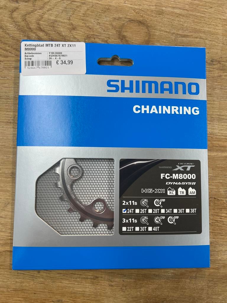 Shimano XT M8000 Kettingblad 2x11 speed 24T, Fietsen en Brommers, Ophalen of Verzenden, Nieuw, Derailleur of Ketting