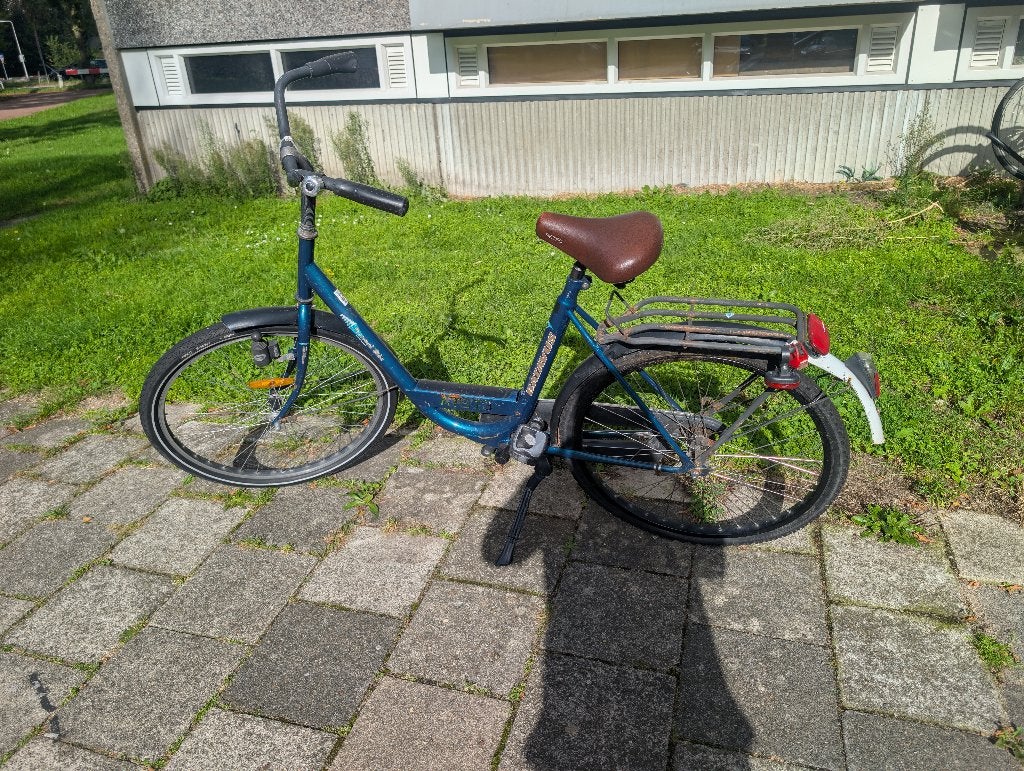 Blauwe damesfiets met lichte tred