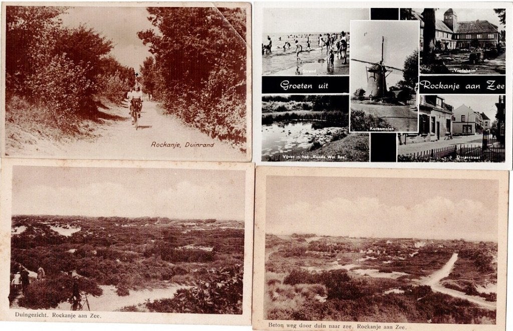 4 Oude Ansichtkaarten van Rockanje - Duinrand, Duingezicht, Verzenden, 1920 tot 1940, Gelopen, Zuid-Holland