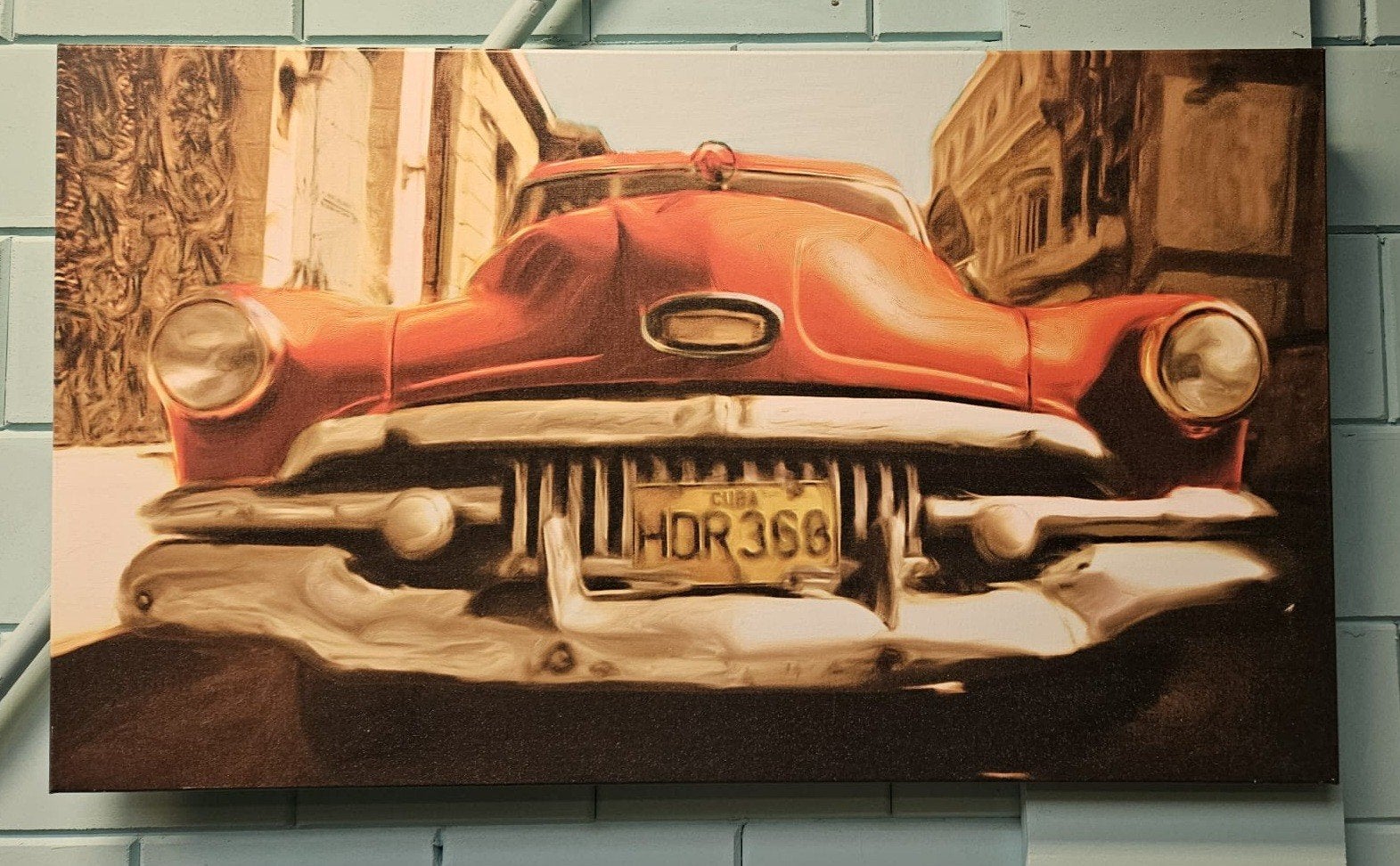 Canvas afbeelding van een klassieke auto - 120x70cm, Ophalen, Schilderij