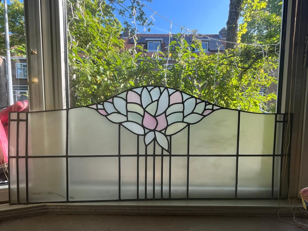 Prachtig Glas in Lood Raam - Uniek Design, Ophalen, Gevelraam of Ruit, Gebruikt, 120 tot 160 cm