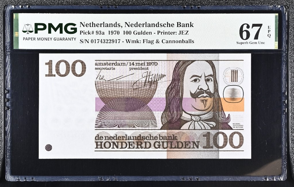 UNC biljet 100 gulden De Ruyter, 1970 | PMG 67 EPQ, Postzegels en Munten, Ophalen of Verzenden, 100 gulden