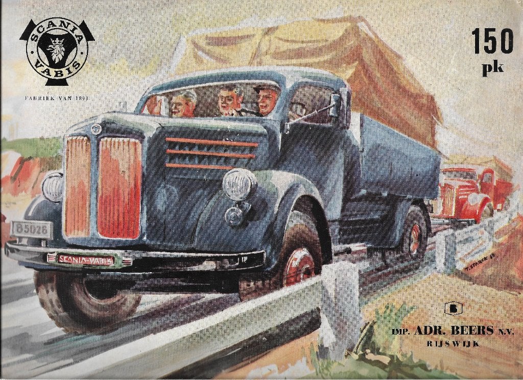 Brochure SCANIA VABIS, 150 pk, ca. 1958 (NL)., Ophalen of Verzenden, Gelezen, Overige merken, Adr. Beers, Rijswijk.
