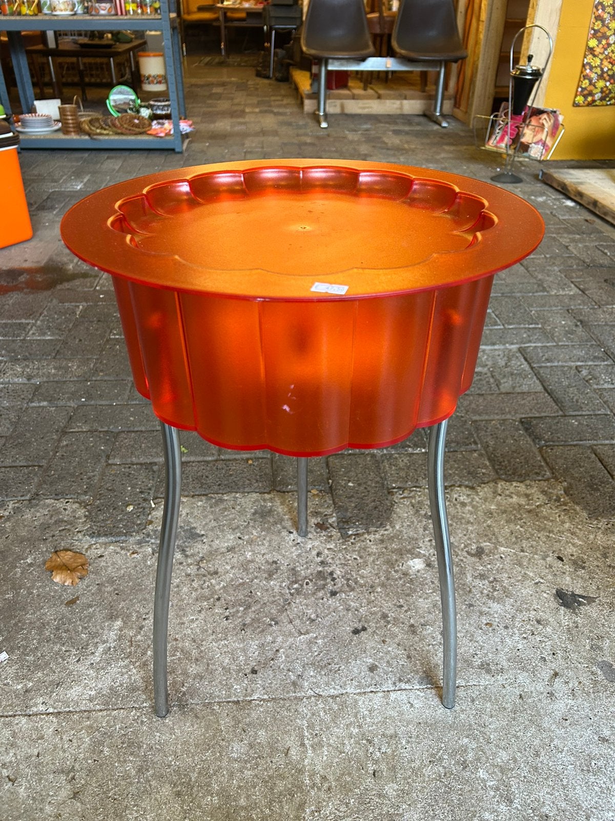 Vintage jaren 90 oranje ikea bloemen side table, Ophalen, Vintage ikea, ?, Zo goed als nieuw