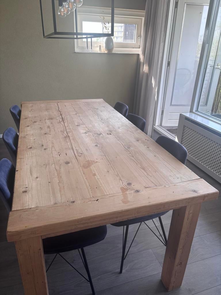 Robuuste houten eettafel, Ophalen, Gebruikt, 50 tot 100 cm, 150 tot 200 cm