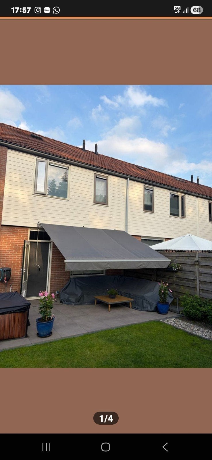 Zonnescherm 4 m x 290 cm, Ophalen, Knikarmscherm