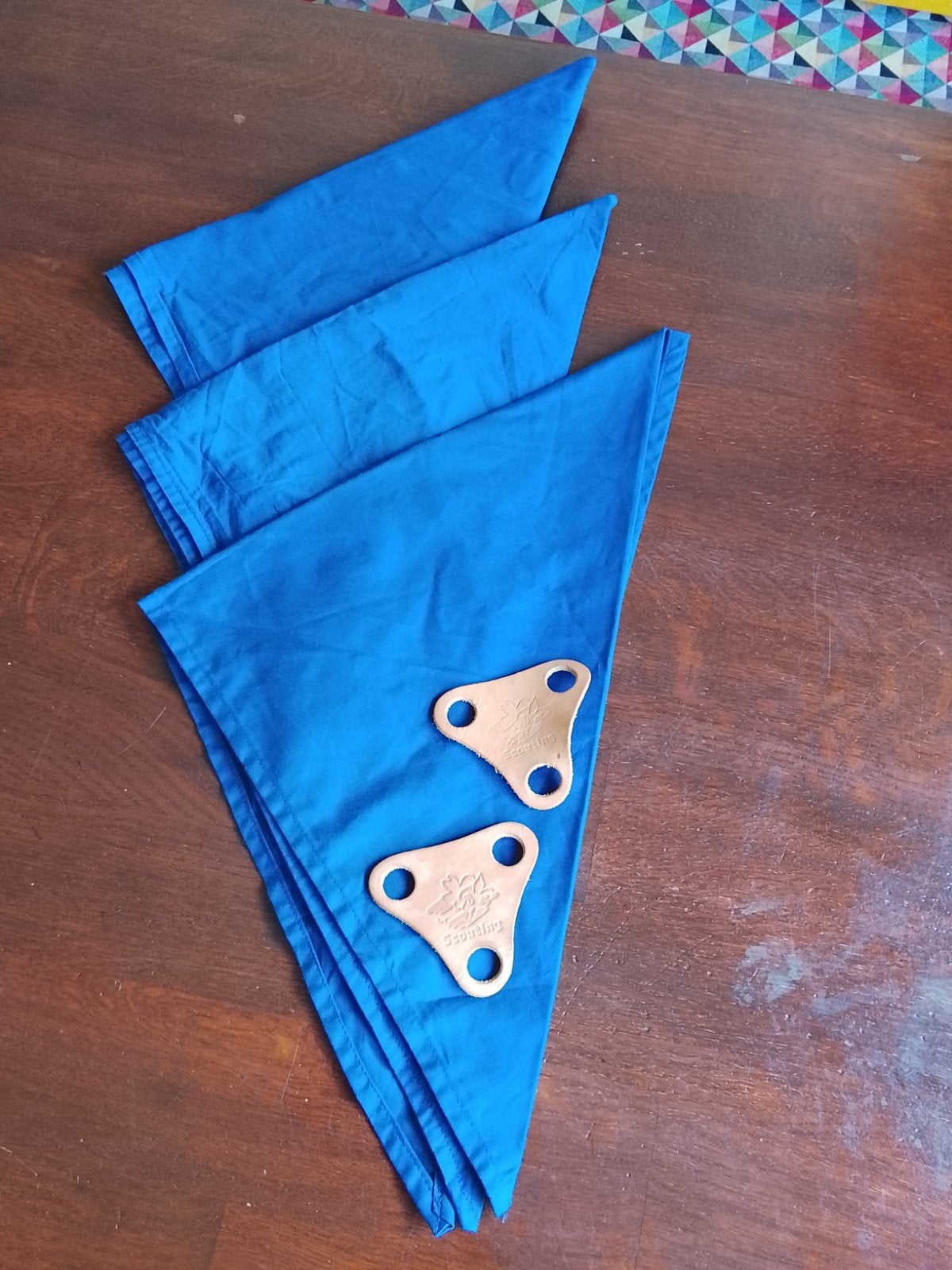 3 Scouting dassen en 2 dassenringen blauw, Ophalen of Verzenden, Gebruikt, Kleding